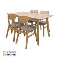 โต๊ะอาหารพร้อมเก้าอี้ 4 ที่นั่ง ไม้ยางพารา สีธรรมชาติ รุ่น Minimal-4 (มินิมอล4) |Livinghome Furnitu