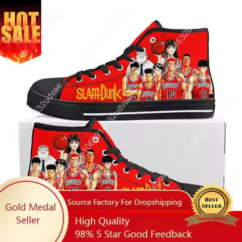 Anime S-Slams D-Dunk Sakuragi Hanamichi High Top Sneaker Men Women Teenager Canvas Sneaker Casual Co