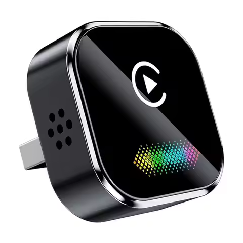 A99E-AI Box 2 In 1 Wireless Carplay Android AUTO Voice-Activated Colored Light USB Adapter Wired Con