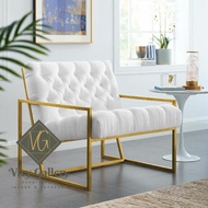 Kursi sofa minimalis - rangka besi gold