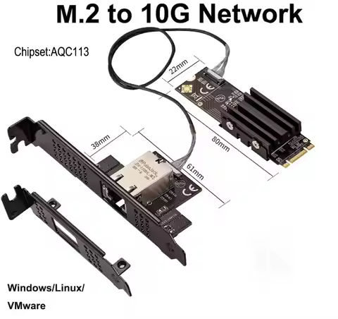 M.2 B+M Single-Port 10GbE Network Card RJ45 Ethernet Network Adapter AQC113 Industrial Control Grade