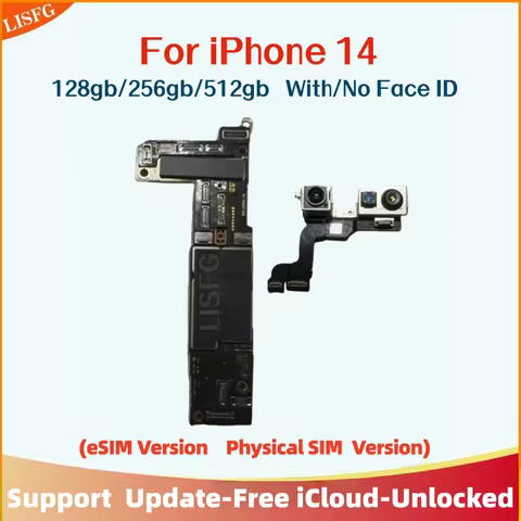 Clean iCloud Motherboard for iPhone 14 Unlocked Mainboard 128g 256g With Face ID Logic Board Physica