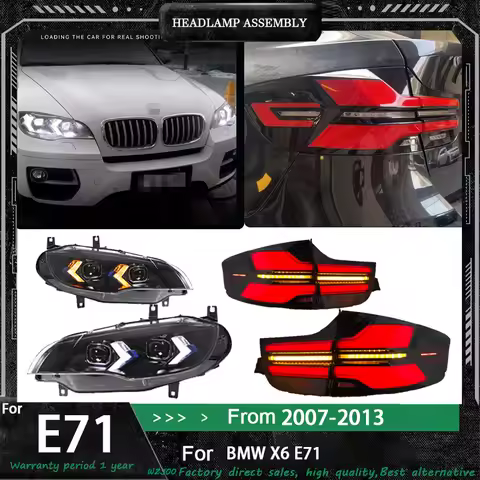 HeadLamp+Taillight For BMW x6 E71 LED Headlight 2007-2013 Headlights X6 E71 DRL Turn Signal High Bea