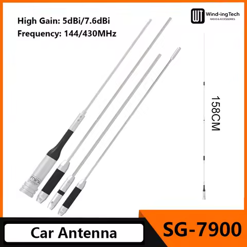 SG7900 Dual Band Mobile Antenna UHF/VHF 144/430MHz 158CM Stainless Steel 150W 5.0/7.6dBi High Gain A