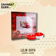 LILIN MERAH Suyu Red Tablet Prayer Candle 3 hours 4 hours contents 100 pcs