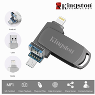 Kingston Pendrive OTG USB แฟลชไดรฟ์ 512GB 1TB 2TB HD หน่วยความจำสำหรับ IPhone14/13/12/11/X/8/7/6/5 A