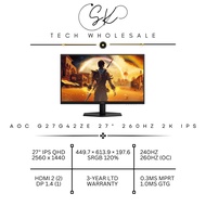 [SK TECH] AOC Q27G42ZE 27" IPS 260HZ 0.3MS 2K QHD GAMING MONITOR [DP + HDMI] NO SPEAKER 3-YEAR LTD W