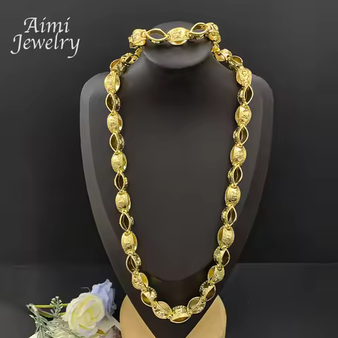 24.8inch Long Chain Y2K Style Golden Choker Hip Hop 18K Gold Plated Jewelry Set Necklace Bracelet Je