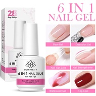 BORN PRETTY 6-in-1 Functional Gel Nail Polish, Base Coat, Top Coat, Strengthening Coat, and Nail Tip