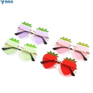 YVE Rimless Sun Glasses, Street Snap Halloween Costume Strawberry Sunglasses, Unique Metal Y2K Shade
