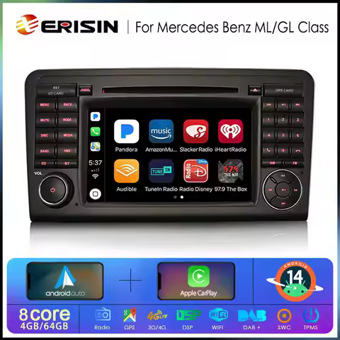 Erisin ES6783LN Android 14 Car DVD Stereo For Benz ML-Class W164 GL-Class X164 Wireless CarPlay Auto