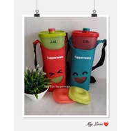 Tupperware Smiley Fridge Water Bottle (2) 2L + 2 Pouch + 2 Strainer