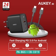 Aukey Charger PA-B6S + Kabel Aukey CB-CD19