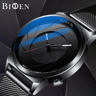 BIDEN Men Watch Fashion Casual Business Cool Dial Mesh Band Waterproof Quartz Boy Wrist Watch