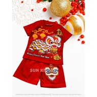 MERAH Chinese New Year Clothes Set Dress Pair of Ank2 Dragon T-shirts Fashion Imleq Chongsam Oneset 