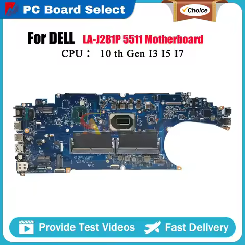 Laptop Motherboard For Dell 5511 FDV50 LA-J281P with I5 I7 10th CPU CN-09XKR8 CN-093YRG CN-0JK8G1 CN