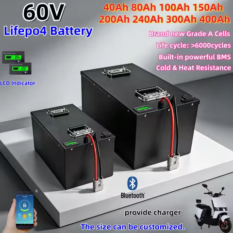 20S 60V 40Ah 80Ah 100Ah 150Ah 200Ah 240Ah 300Ah 400Ah Lifepo4 Battery for 3KW 6KW EV RV Motorcycle T