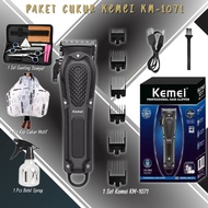 Paket Mesin Cukur Terbaru Kemei KM-1071 Alat Pencukur Rambut Cordless Cas Baterai KM 1071 KM1071