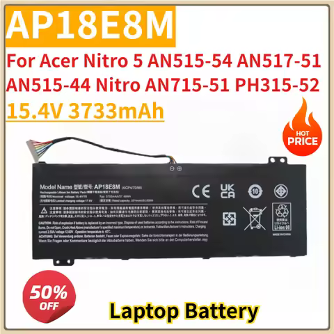 New Replacement Laptop Battery 15.4V 3733mAh AP18E8M for Acer Nitro 5 AN515-54 AN517-51 AN515-55 AN5