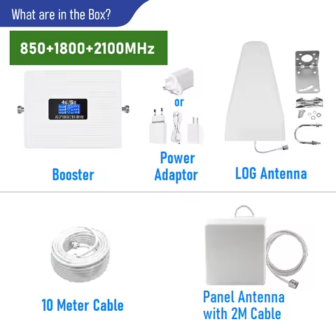 Asia Pacific Tri-BAND Cellular Amplifier B5 B3 B1 850 1800 2100 LTE DCS 4G Signal Booster Full Kit R
