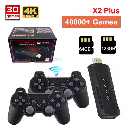Game Stick X2 Plus Video Game Console 4K HD 3D Game GD10 Plus Double Wireless Controller Handheld Ga