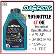 DashOil High Performance H500 4T 15w50 1L Semi Synthetic - Motorcycle Engine Oil Minyak Hitam