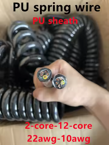 Spring wire spiral cable 2 core22awg-10 awg PUR cable of pure copper core scale 3/4/5-core 17/18awg