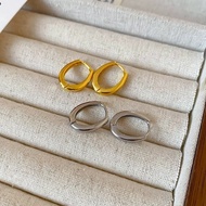 Gold and silver pocket plain ring earrings high-en 金色银色口袋素圈耳钉高级气质轻奢新潮耳环耳饰耳圈饰品EH926