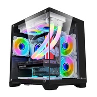 COD KENLEI KEYTECH Robin Cube DUAL CHAMBER CASE MICRO ATX MINI ITX Desktop Gaming PC Case tempered g