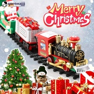 QUENNA Animated Christmas Tree Train Hanging Electric Train Set Steam and Light Express Train Santa 