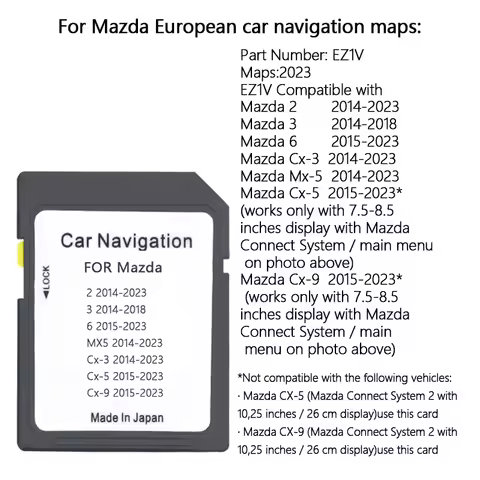 GPS SD card works with Mazda EZ1V/2 /3/ 6 /CX3 /CX5 /MX5/CX9 navigation SD card map GPS satellite na