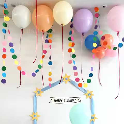 4M Rainbow Circle Dots Hanging Decoration Colorful Dot Paper Garland Banner for Birthday Baby Shower