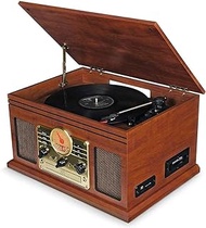 Vinyl Player Vintage, Record Player Retro Wooden Music Centre Hi-Fi with Remote Control Record Player CD Player Cassette Player FM/AM Radio USB AUX Gramophone