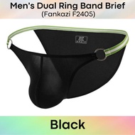 TTO-F2405 Men's Underwear Nylon Iron Ring Briefs Solid Color Ice Silk Low Waist Breathable