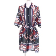 Excellent condition HERMES 23SS 3E3500DE 100% cotton belted canoe pareo tunic dress, multicolor, siz