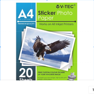(1 PACK = 20 LMBR) Kertas Stiker Photo Paper Vtec A4 135 gsm