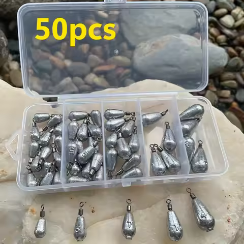 50pcs/set Fishing Weight Sinkers 3.5g 5g 7g 10g 14g Soft Bait Sinker Bass Fishing Tackle Accessories