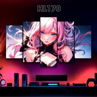 Anime Goddess Painting Set of 5 Mirror Panels, Anime Wall Paintings, Anime Paintings, Formex 5mm Moi