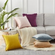 Velvet Cushion Cover 40x40cm 45x45 Soft Decorative Sofa Cushion Covers with Ball Home Decor Pillowcase Pink Pillow Cover