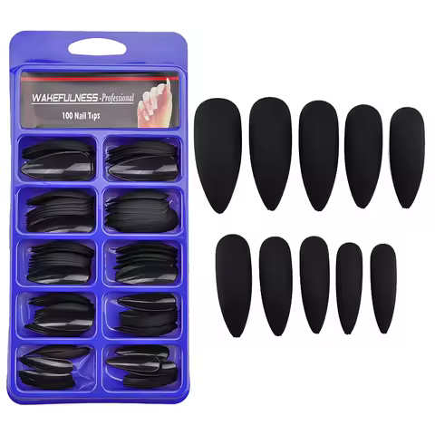 Long Matte Nails Beauty Nails Cute Stiletto Nails Long Pointy 100pcs/Box Matte Black Stiletto Nails 