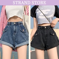 STRAND High Waist Denim Shorts Black Jeans Color XV74