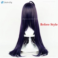 NEW Albedo Cosplay Wig Dark Purple Black 100cm Long Straight Wigs Heat Resistant Synthetic Hair Hall