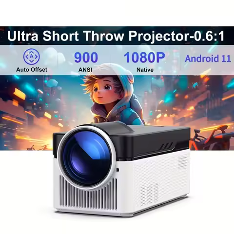 HY450 Android 11 Projector - 1080P Native, 900ANSI Lumens, 4K Support, Auto Keystone & Focus, Built-