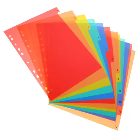 A4 Separated Loose Leaf Page Dividers Folder Number File PP Book Binder Plastic Binders Tabs Book Bi