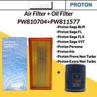 Air Filter Proton Persona Preve BLM FLX Saga New Persona Iriz(PW810704)+ Oil Filter Proton ( PW81157