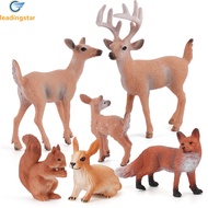 LEADINGSTAR จำลองสัตว์รุ่น Deer Fox กระรอกสวนสัตว์น่ารัก Action Figures เครื่องประดับสำหรับเด็กวันเกิด Gift【cod】