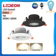 LEDEON E802 7W Eyeball LED Indoor Spot Light (Coolwhite / Warmwhite) SpotLight Recessed Eyeball | Bl