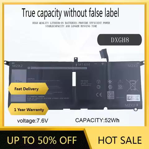 2026 New DXGH8 Laptop Battery For Dell XPS 13 9380 9370 7390 For Dell Inspiron 7390 2-in-1 7490 G8VC