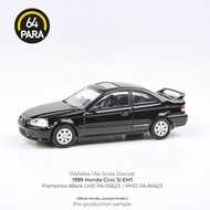 Para64 1/64 1999 Honda Civic Si EM1 Flamenco Black LHD PA-55623 Diecast Scale Model