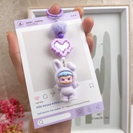 Flocked Bunny Keychain Pop Mart Cartoon DIY Accessories Soft Plush Rabbit Decor